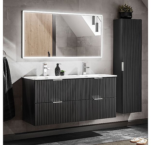 Lomadox Badmöbel-Set ADELAIDE-56-BLACK, (Spar-Set, 3-St), mit 121cm Waschti günstig online kaufen