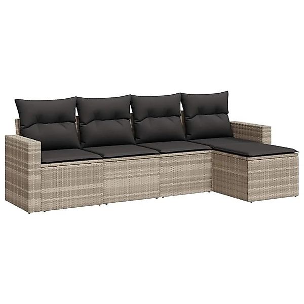 vidaXL 5-Tlg Garten-Sofagarnitur mit Kissen Hellgrau Poly Rattan 3251229 günstig online kaufen