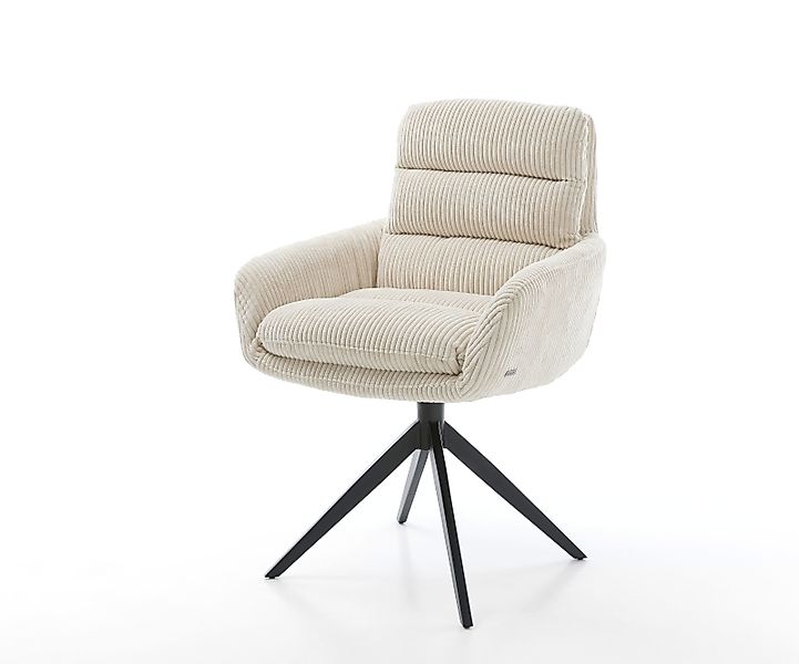 Esszimmerstuhl Abelia-Flex mit Armlehnen Cord Beige Kreuzgestell breit Schw günstig online kaufen