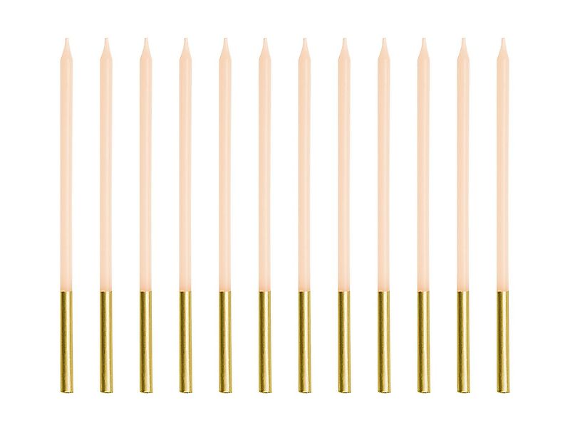 partydeco Geburtstagskerze, Geburtstagskerzen 14cm glatt 12er Set Beige / G günstig online kaufen