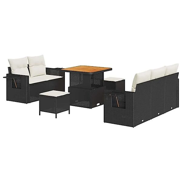 vidaXL Gartensofa-set mit Kissen 8-Tlg Schwarz und Creme Poly-Rattan 336363 günstig online kaufen