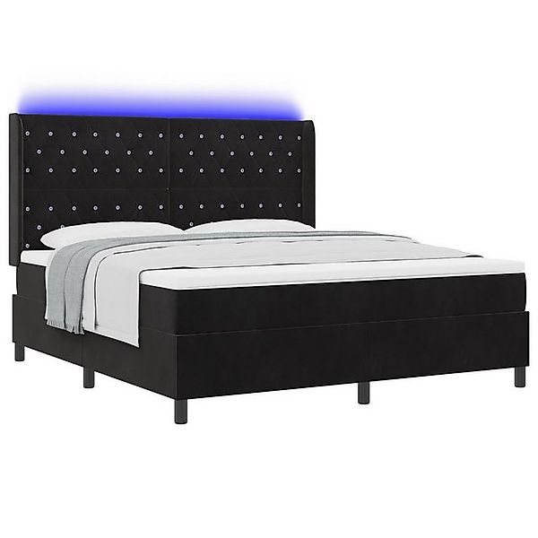vidaXL Bett LED Boxspringbett mit Matratze Schwarz 180x200 cm Samt (1-tlg) günstig online kaufen