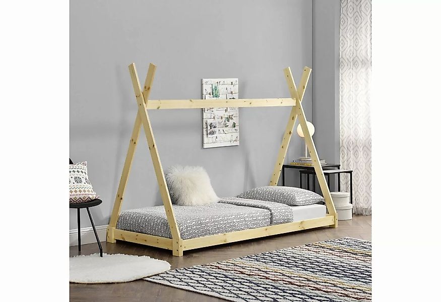 en.casa Kinderbett, »Onejda« Kinderbett Tipi Bett aus Kiefernholz 90x200cm günstig online kaufen