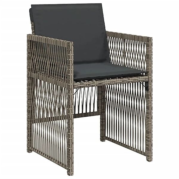 vidaXL Gartenstühle mit Kissen 4 Stk Grau Poly Rattan 364968 günstig online kaufen