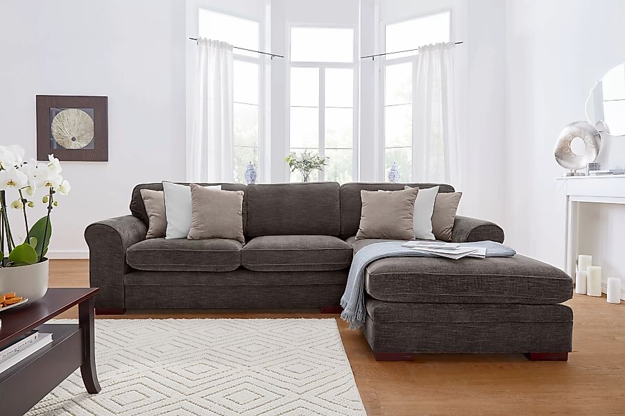 Home affaire Ecksofa »Broughton L-Form«, weicher Sitzkomfort, incl. 4 Zierk günstig online kaufen