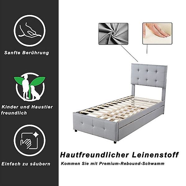 STILVORA Polsterbett 90x200 Kinderbett mit Ausziehbett,Bettgestell ohne Mat günstig online kaufen