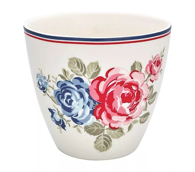 Greengate Latte Cup Hailey White Tasse Steingut Weiß Blumen günstig online kaufen