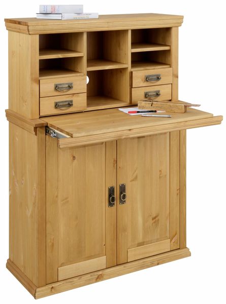 Home affaire Sekretär "Konrad" Schreibtisch aus Massivholz, mit viel Staura günstig online kaufen