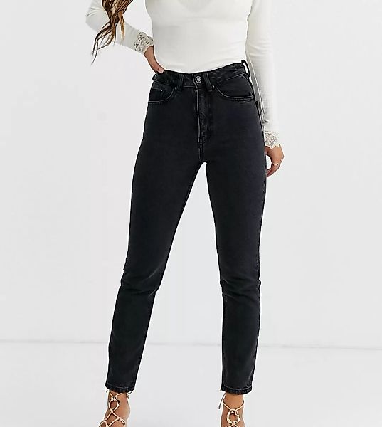 Vero Moda Petite – Knöchellange Mom-Jeans mit hoher Taille-Schwarz günstig online kaufen
