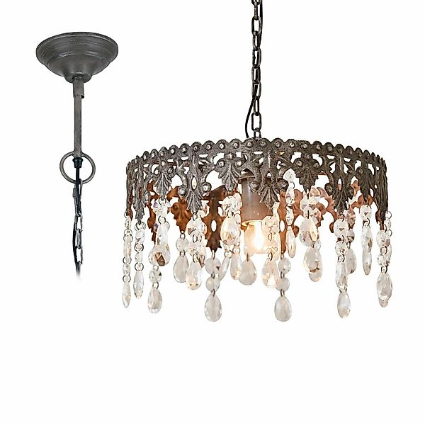 Mirabeau Kronleuchter Hängelampe Escoire antikgrau/klar günstig online kaufen