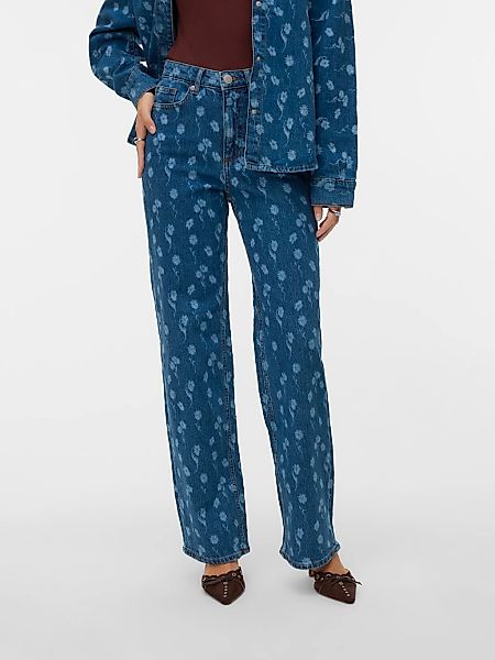 Vero Moda Straight-Jeans "VMTESSA HR WIDE FLOWER DENIM JEANS RA380" mit Blu günstig online kaufen