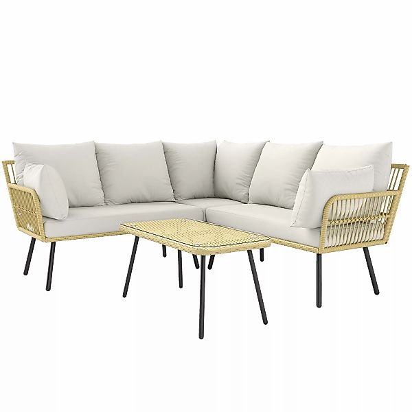 Outsunny Gartenlounge Ecksofa 5-Sitzer aus Poly-Rattan mit Kissen und recht günstig online kaufen