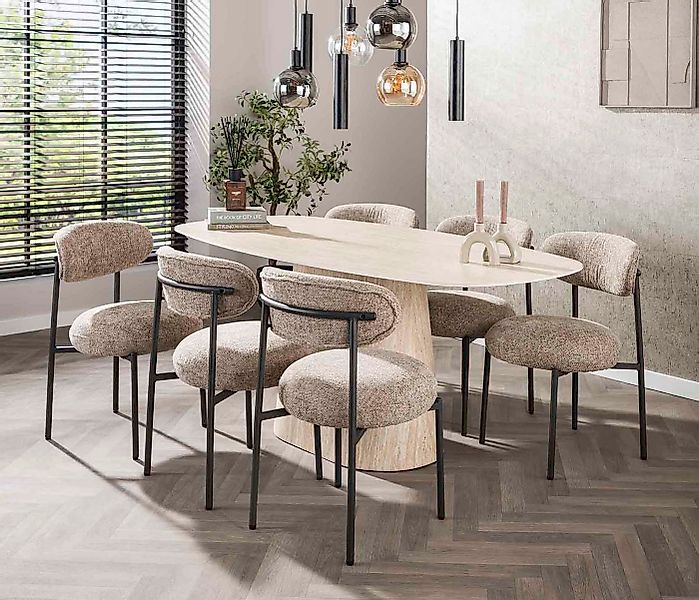 LEVEN Lifestyle Esstisch Esszimmertisch TRAVENTO in Travertin-Optik 180 cm günstig online kaufen