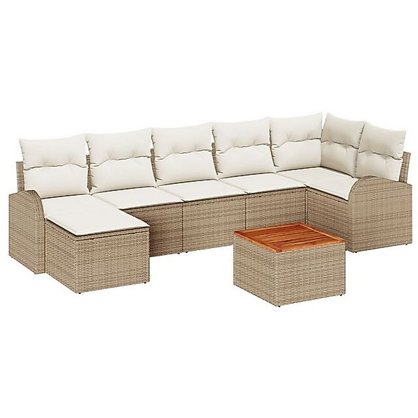 vidaXL Loungesofa 8-teiliges Garten Sofa Set mit Kissen Beige Poly Rattan, günstig online kaufen