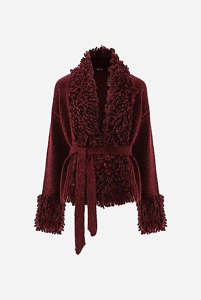 Strickjacke mit Fransen und Bindegürtel günstig online kaufen