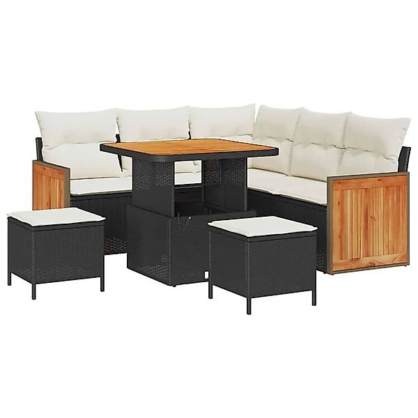 vidaXL Gartensofa-Set mit Kissen 9 Stk Schwarz und Creme Poly-Rattan 336525 günstig online kaufen