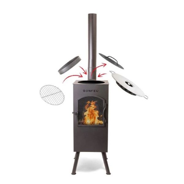 BonFeu Gartenkamin BonCarré Schwarz Terrassenofen Grill, günstig online kaufen