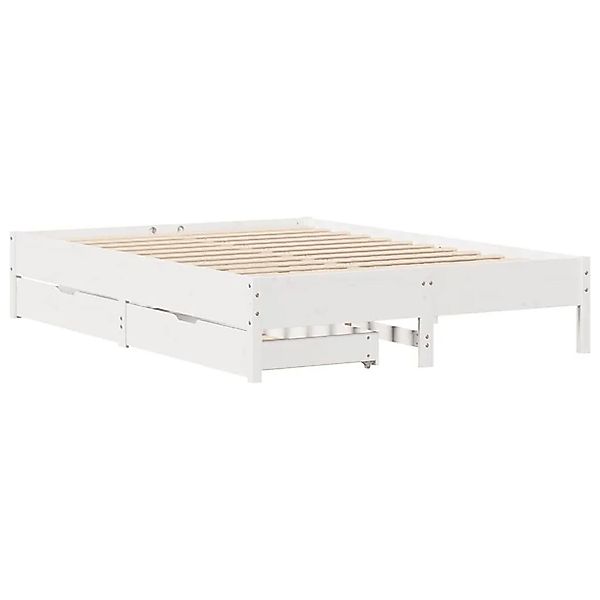 vidaXL Massivholzbett ohne Matratze Weiß 150x200 cm Kiefernholz 3301708 günstig online kaufen