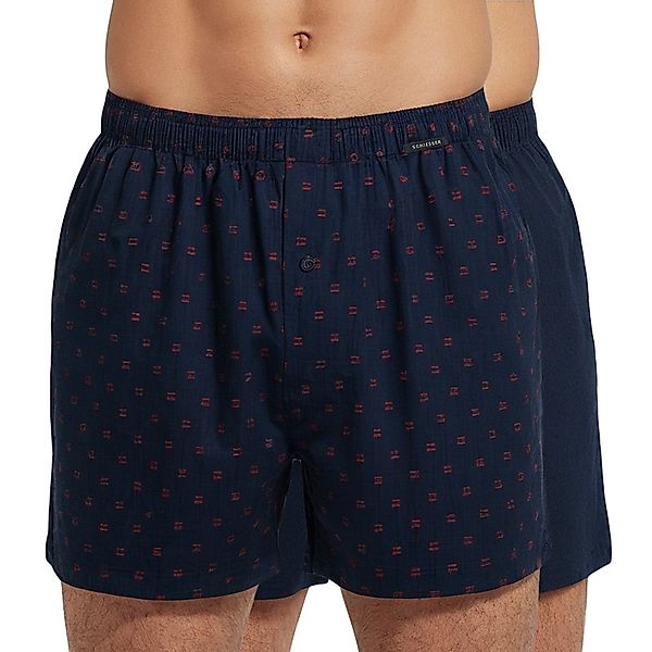 Schiesser 2-er Set Boxershorts Dunkelblau & Gemustert günstig online kaufen