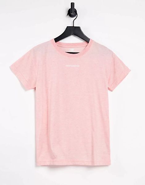 New Balance – Relentless – T-Shirt in Rosa mit Rundhalsausschnitt und klein günstig online kaufen