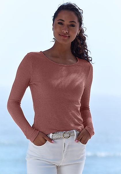 LASCANA Langarmshirt in modischer Piqué-Optik aus günstig online kaufen