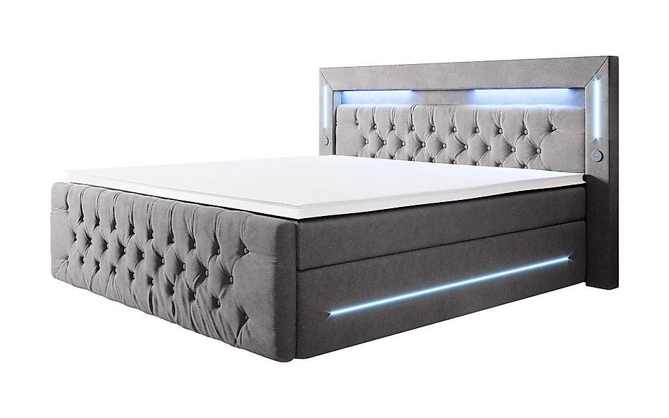 Luxusbetten24 Boxspringbett Moonlight, mit LED-Beleuchtung, USB-Anschluss günstig online kaufen
