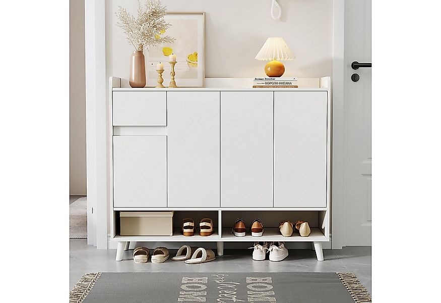 Ulife Sideboard Kommode Schuhschrank mit großem Stauraum, 4 Türen und 1 Sch günstig online kaufen