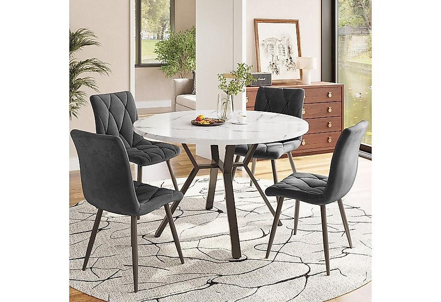 Flieks Essgruppe runder Esstisch mit 4 Stühlen Set, (Set, 5-tlg., 1 Tisch m günstig online kaufen