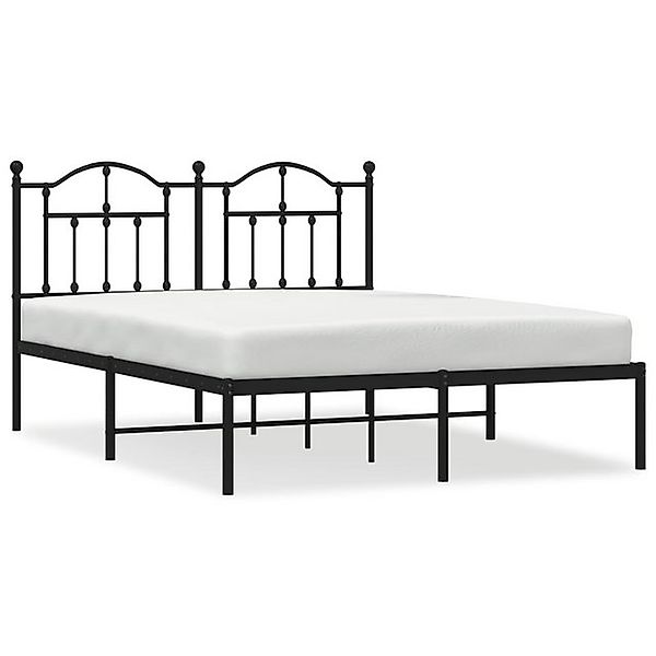 vidaXL Bettgestell, Bettrahmen mit Kopfteil Metall Schwarz 140x190 cm günstig online kaufen