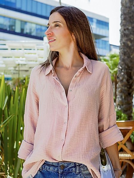 hutch&putch Langarmbluse Musselin Oversize Bluse - Klassische Bluse - Langa günstig online kaufen