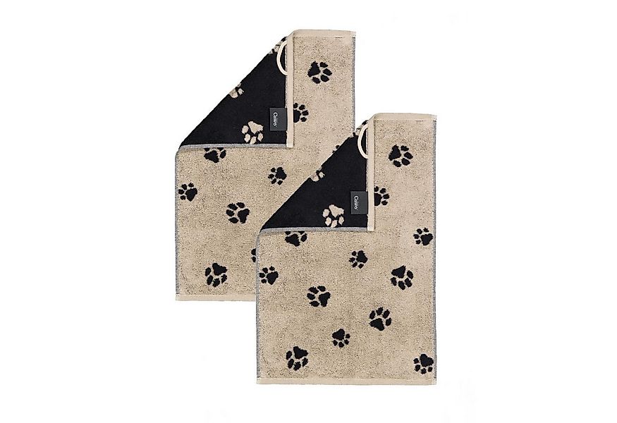 Cawö Handtuch 2 Stück Cawö We love Dogs Gästetücher 6247-93 Pfoten Schwarz günstig online kaufen