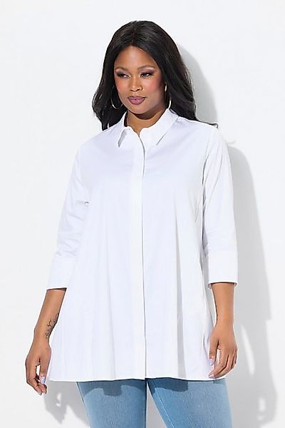 Ulla Popken Hemdbluse Bluse Godet-Einsätze A-Linie 3/4-Arm günstig online kaufen