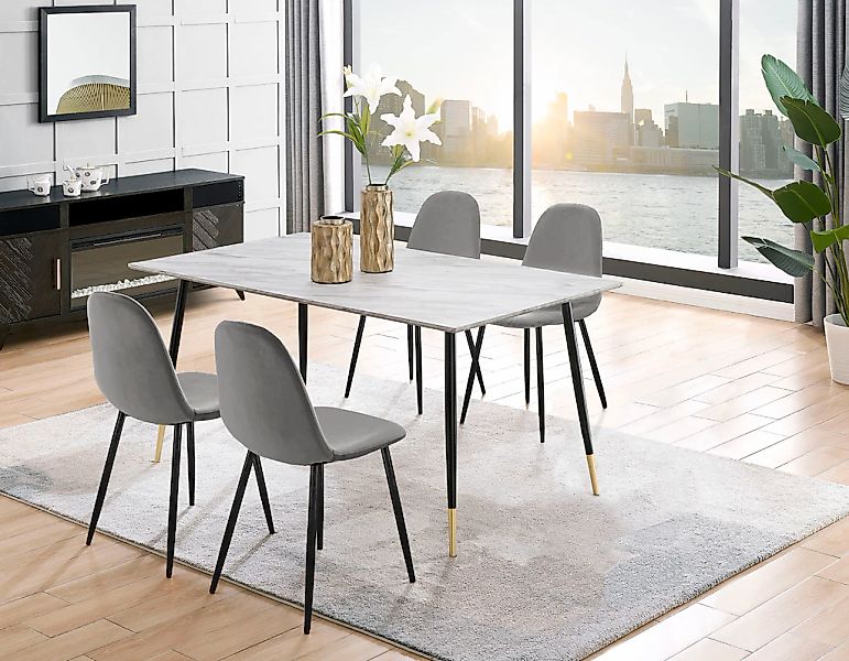 Leonique Essgruppe "Eadwine, TOPSELLER Tisch plus 4 Stühle, Sitzgruppe" Set günstig online kaufen