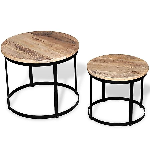vidaXL Couchtisch 2-tlg. Couchtisch-Set Raues holz günstig online kaufen