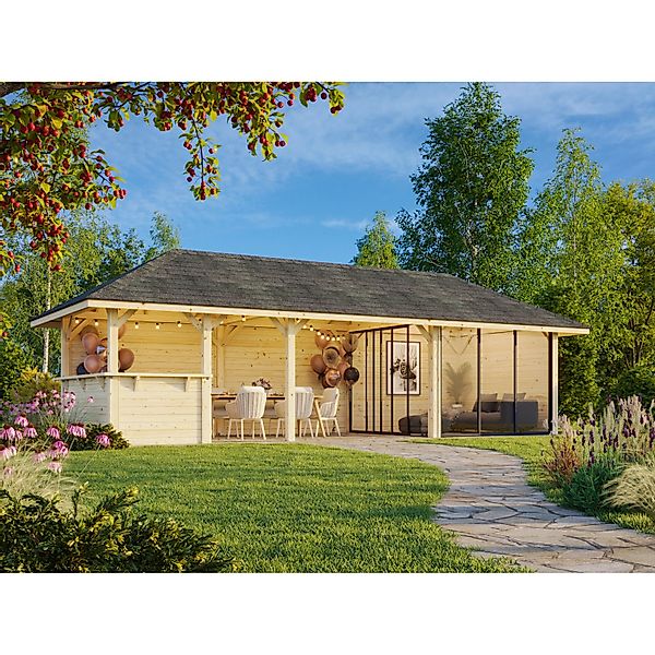 Palmako Pavillon Bianca Set 215 Slide 876 x 300 cm Lackiert Weiß FSC® günstig online kaufen