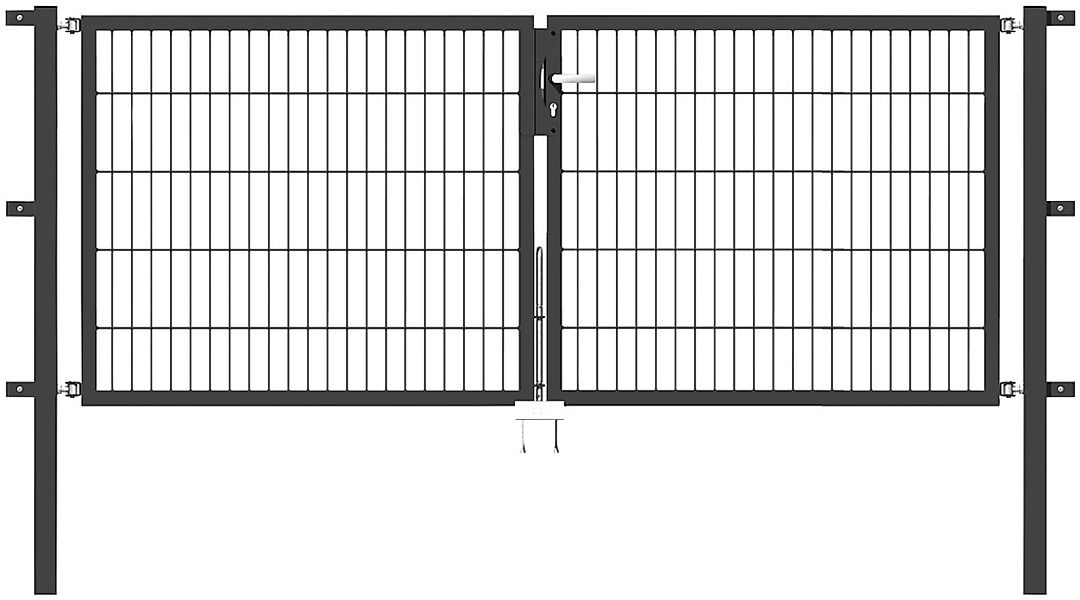 Metallzaun Doppeltor für Doppelstabmatte Grün z. Einbetonieren 100 cm x 250 günstig online kaufen