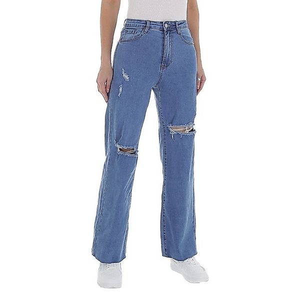 Ital-Design Weite Jeans Damen Freizeit Destroyed-Look Stretch High Waist Je günstig online kaufen