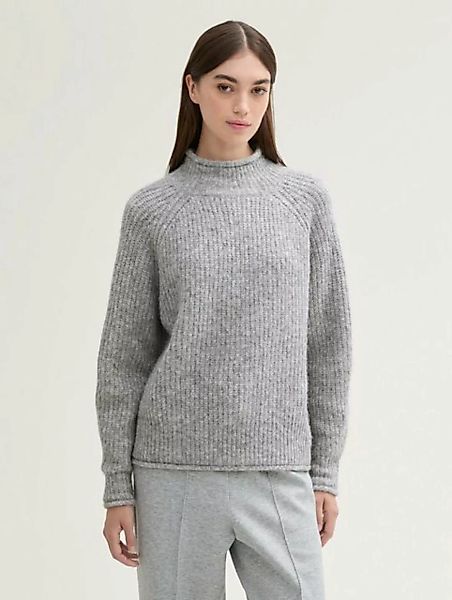 TOM TAILOR Denim Strickpullover Relaxed Pullover mit Stehkragen mit Ballonä günstig online kaufen