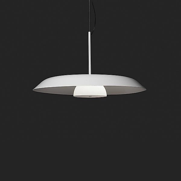 Oluce LED-Hängelampe Iride, Ø 55 cm, weiß, Metall, Glas günstig online kaufen
