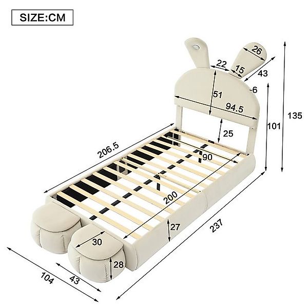 STILVORA Kinderbett Polsterbett 90x200cm Jugendbett mit Stauraum,Bettgestel günstig online kaufen