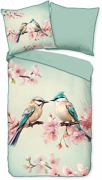 Descanso Wendebettwäsche "Minne" 2 Stk. Satin, Reißverschluss, Paspel, Bies günstig online kaufen