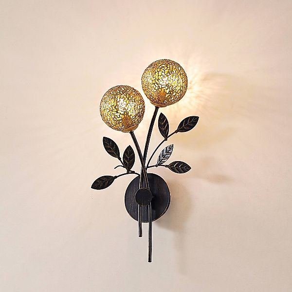 Lucande Wandleuchte Evory, 30 cm, 2-flg., schwarz/gold, G9 günstig online kaufen