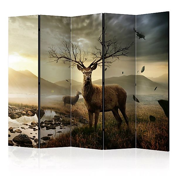 5-teiliges Paravent - Deers By Mountain Stream Ii [room Dividers] günstig online kaufen