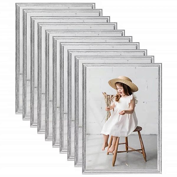 Bilderrahmen Collage 10 Stk. Für Wand Tisch Silbern 15x21cm Mdf günstig online kaufen