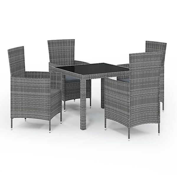 vidaXL 5-tlg Garten-Essgruppe mit Kissen Poly Rattan Grau Modell 15 günstig online kaufen