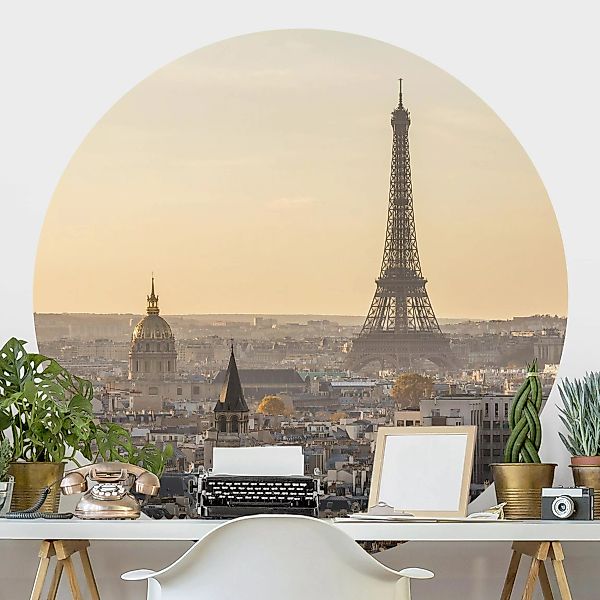 Runde Tapete selbstklebend Paris im Morgengrauen günstig online kaufen