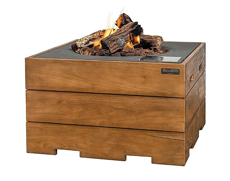 Happy Cocooning Feuertisch TEAK-Holz quadratisch schwarz 760 x 760 mm günstig online kaufen