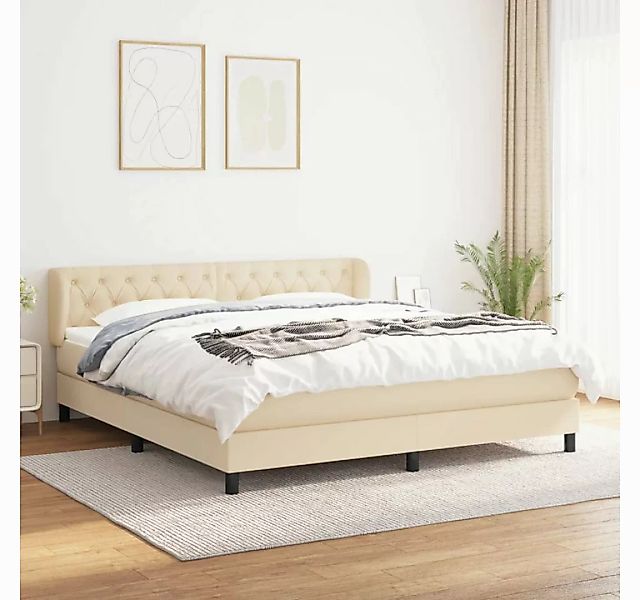 vidaXL Boxspringbett Boxspringbett mit Matratze Creme 160x200 cm Stoff Bett günstig online kaufen