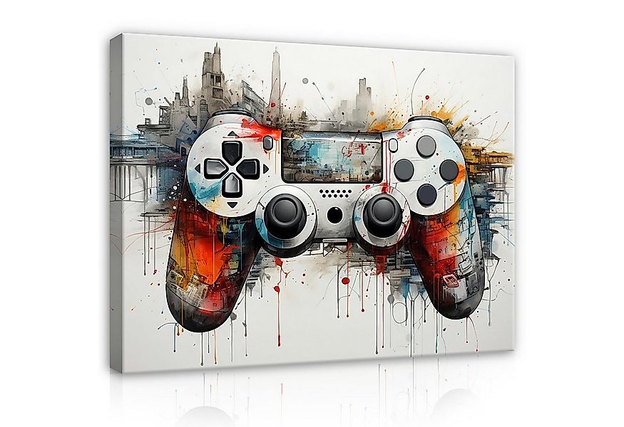 Wallarena Leinwandbild Kinderzimmer Jungen Gaming Jugend Wandbild XXL Leinw günstig online kaufen