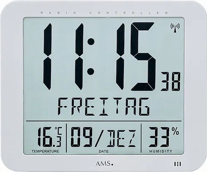 AMS Wanduhr Wanduhr modern Wetterstation Kunststoff - AMS Modell: 5884 günstig online kaufen